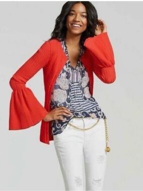 Cabi trumpet Sleeve Open-Front Women’s Sweater Cardigan